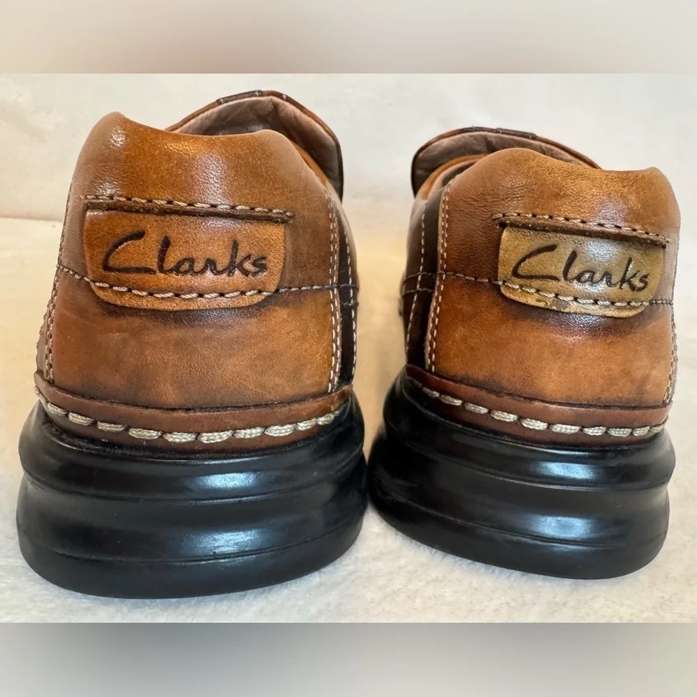Clarks Men’s Active Air Brown Leather Slip On Comfort Loafers Size 10M